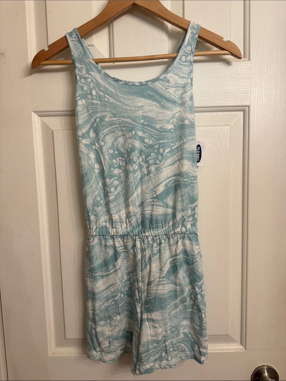Old Navy Blue & White Marble-Print Tank Romper